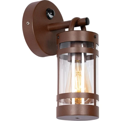 Afbeelding van QAZQA Buiten wandlamp roestbruin IP44 met bewegingssensor Ruben