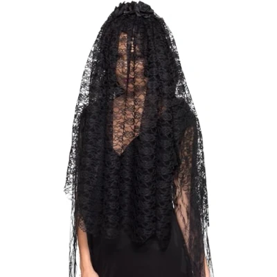 Afbeelding van Halloween Bruidssluier verkleedaccessoires zwart voor volwassenen 75 cm Zombie sluier Weduwe