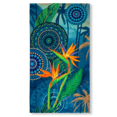 Afbeelding van HIP Strandlaken &quot;mandal&#039;s en strelitzia bloemen&quot; Multi (100x180 cm) Katoen velour