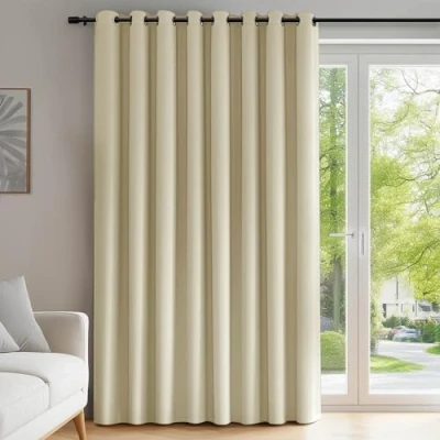 Afbeelding van Deconovo Thermisch Geïsoleerde Verduisterende Gordijnen, 254x214 CM (Breedte x Hoogte), Gordijnen voor Woon en Slaapkamer, Modern Ontwerp met Oogjes, Donker Beige, 1 Delig