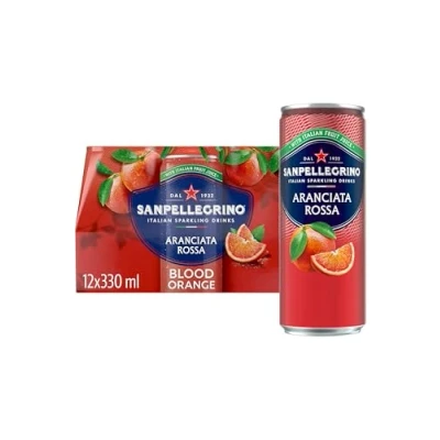 Afbeelding van San Pellegrino sprankelende Italiaanse koolzuurhoudende dranken met bloedsinaasappel, 12 x 330 ml, 69 kCals per blikje