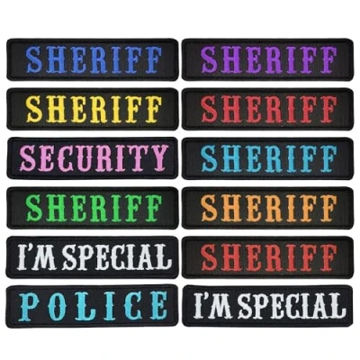 Afbeelding van Set van 2 gepersonaliseerde geborduurde patches voor hondenhalsband, hoeden, tassen, rugzakken, kleding, vesten, militaire uniformen, tactische tandwielen om op te strijken of