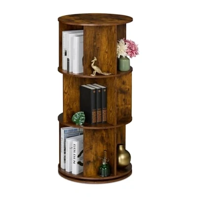 Afbeelding van Relaxdays roterende boekenkast 3 laags 15 vakken 104 x 50 cm industrieel