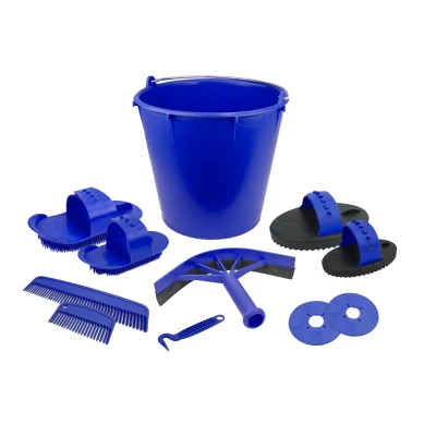 Afbeelding van Poetsset van 10 items in emmer marineblauw