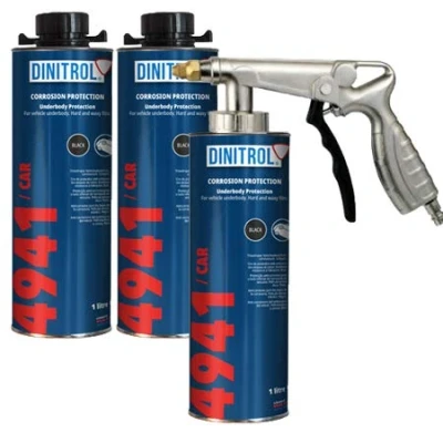 Afbeelding van REJEL Dinitrol 4941 roestwerende wasstaafjes voor chassis, 1 liter, zwart, 3 stuks + spuitpistool