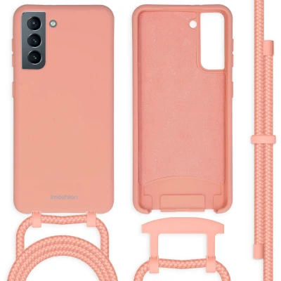 Afbeelding van iMoshion Hoesje met koord Geschikt voor Samsung Galaxy S21 Color Backcover afneembaar oranje