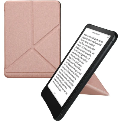 Afbeelding van kwmobile E reader hoesje geschikt voor Amazon Kindle Paperwhite (2024)/Colorsoft hoes Ereader flip case met standaard cover van kunstleer In roségoud