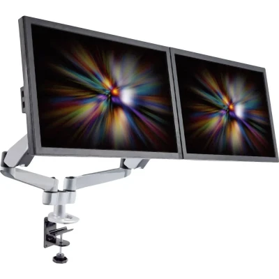 Afbeelding van SpeaKa Professional SP 1624800 SuperFlex Monitor tafelbeugel 2 voudig 25,4 cm (10) 68,6 (27) Zilver zwart In hoogte verstelbaar, Kantelbaar, Zwenkbaar,