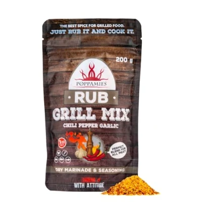 Image de Assaisonnement Grill Mix Épices pour barbecue, Marinade sèche au piment et à l&#039;ail &amp; BBQ Parfait le poisson, les légumes, poulet, porc, bœuf Grand paquet (200g)
