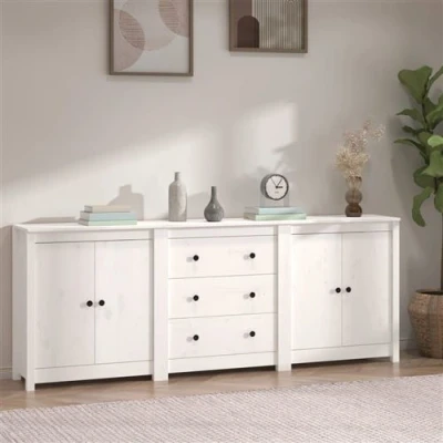 Afbeelding van vidaXL Dressoir 210x35x80 cm massief grenenhout wit