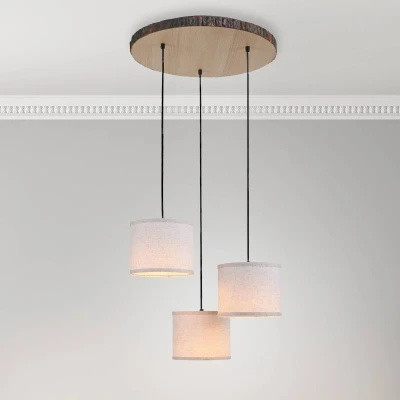 Afbeelding van Bark hanglamp, 3 lamps, rondel