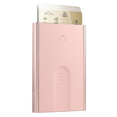 Afbeelding van Ögon Designs Slider Pasjeshouder 6 pasjes Aluminium Creditcardhouder RFID Anti Skim Roze