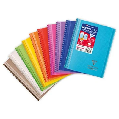 Afbeelding van Clairefontaine 366601C Koverbook spiraalvormig notitieboek, A5, 14,8 x 21 cm, 160 pagina&#039;s, kleine ruitjes, wit papier, 90 g, omslag van polypropyleen, willekeurige kleur