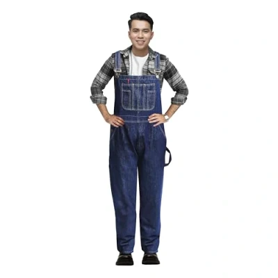 Afbeelding van GREAT BIKERS GEAR Denim tuinbroek voor heren met grote en hoge bretels Pro Heavy Duty Mario Cargo sleutels, Donkerblauw