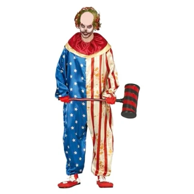 Afbeelding van Guirca Monster &amp; Griezel Kostuum Patriot Clown Loves Blood Man Rood / Wit Blauw Maat 54 56 Carnavalskleding Verkleedkleding