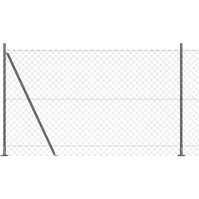 Afbeelding van vidaXL Kettingen Hek met 13 Flenspalen 1,4x25 m Gegalvaniseerd Staal