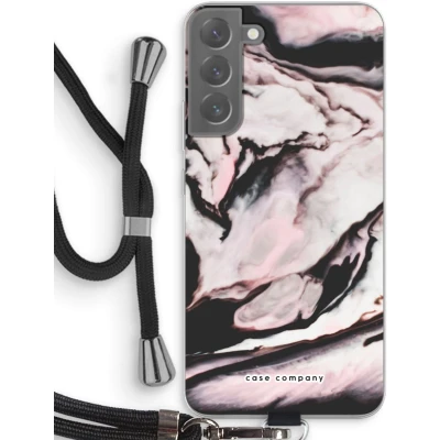 Afbeelding van Case Company® hoesje met Koord geschikt voor Samsung Galaxy S22 Plus Roze stroom Telefoonhoesje Zwart Bescherming aan alle Kanten en Over de Schermrand