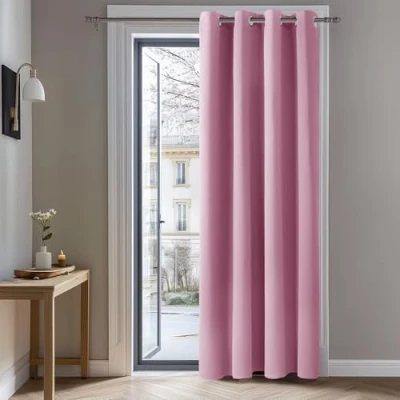 Afbeelding van Deconovo thermisch geïsoleerde verduisterende gordijnen, gordijnen voor de slaapkamer van meisjes, modern ontwerp met oogjes, 140x240 CM (breedte x hoogte), roze, 1delig