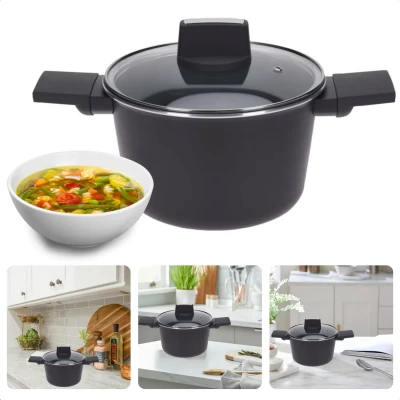 Afbeelding van Cheqo® Braadpan met Deksel Ø24cm Aluminium Alle Warmtebronnen Ook voor Inductie
