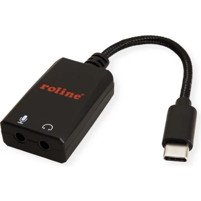 Afbeelding van USB C naar 2x jack 3.5 mm adapterkabel Roline 0.15 meter (Stereo, 100% koper)