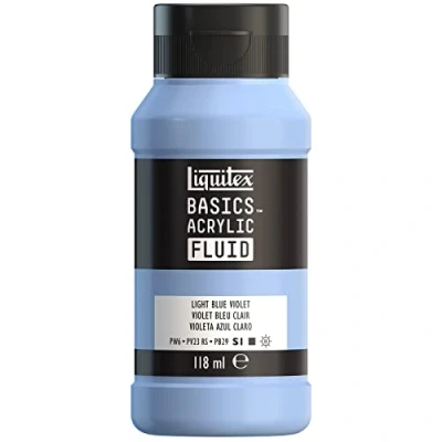 Image de Liquitex Basics Fluid Peinture acrylique à consistance fluide, séchage rapide, résistante la lumière, imperméable, base d&#039;eau, Flacon de 118 ml, Violet Bleu Clair