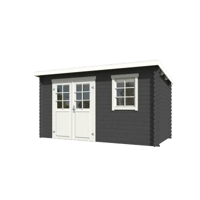 Afbeelding van Blokhut Amira 400x195 cm Carbon Grey wit Gecoat