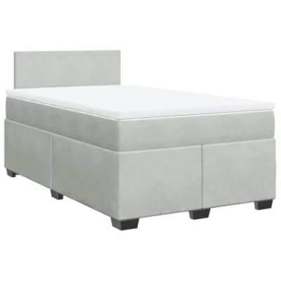 Image de vidaXL Sommier à lattes de lit et matelas Gris clair 120x200cm Velours