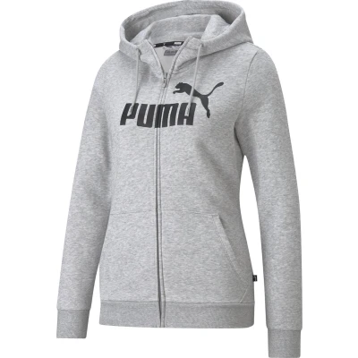 Afbeelding van PUMA ESS Logo Full Zip Hoodie FL Dames Trui Lichtgrijs Maat S