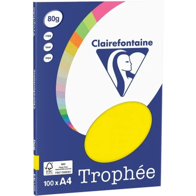 Afbeelding van Clairefontaine Trophée Fluor Geel kopieerpapier A4 80 gram 100 vellen
