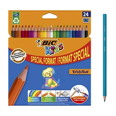 Afbeelding van BIC Kids Evolution ECOlutions Kartonnen etui speciaal formaat met 24 kleurpotloden, verschillende kleuren,