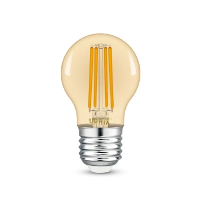 Afbeelding van Yphix E27 Led Filament Kogellamp Polaris G45 Amber 4w 1800k LEDdirect.nl