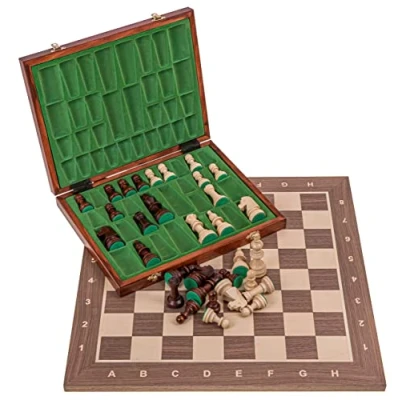 Afbeelding van SQUARE Pro Set houten schaakset nr. 5 walnoot LUX schaakbord + schaakstukken Staunton
