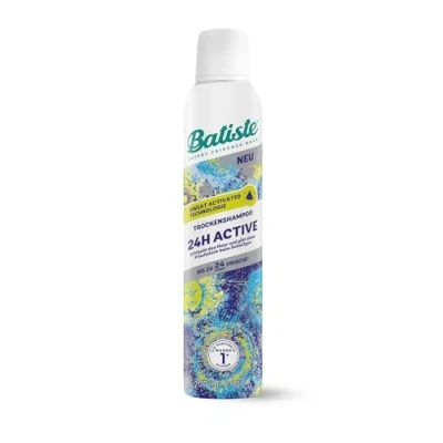 Afbeelding van Batiste Hair Care 24H actieve droge shampoo zonder uitspoelen met verkwikkende geur, zweettechnologie, veganistisch en onzichtbaar, 200 ml