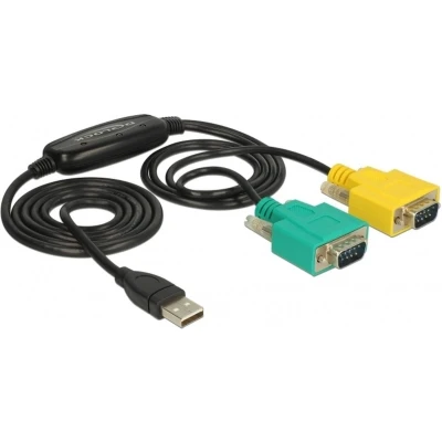 Afbeelding van USB A (m) naar 2x 9 pins SUB D met schroeven seriële RS232 adapter / FTDI chip 1,5 meter