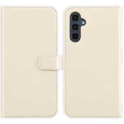 Afbeelding van Selencia Hoesje Geschikt voor Samsung Galaxy A34 (5G) Met Pasjeshouder Echt Lederen Bookcase beige