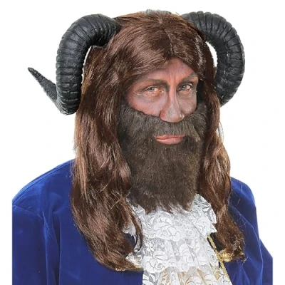 Afbeelding van Widmann Kostuum Beest Pruik W/Hoorns Noblemen &amp; Royals Accessoires
