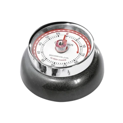 Afbeelding van Zassenhaus Speed keukenwekker Ø 7 cm x 3 antraciet metallic zonder batterijen roestvrijstalen behuizing magnetische eierwekker retro analoge keukenklok keukentimer 55