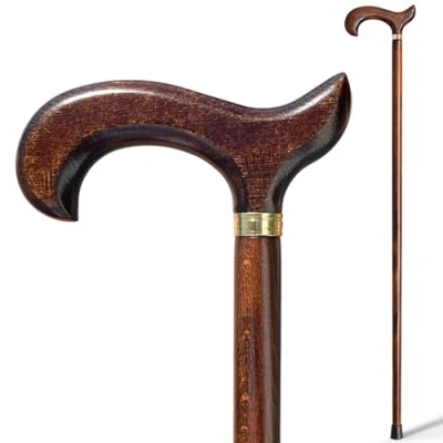 Afbeelding van Steunstok van hout, donkerbruin, 92 cm, zeer robuust. (612) wandelstok voor ouderen, ouderen