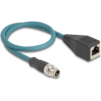 Afbeelding van Delock M12 adapterkabel X gecodeerde 8 polige stekker naar RJ45 bus 50 cm (S/FTP, CAT6a, 0.50 m), Netwerkkabel