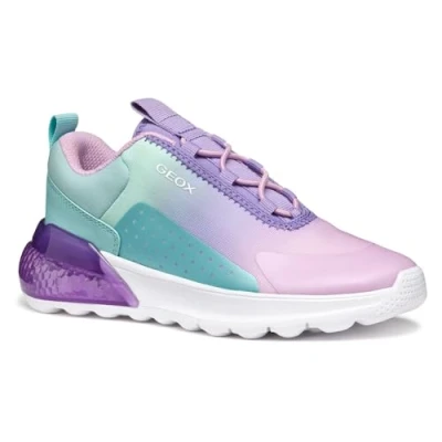 Afbeelding van Geox Light UP Activart Illuminus Sneakers laag voor kinderen, Maat: 27, Aqua/lilac Textiel/ synthetisch