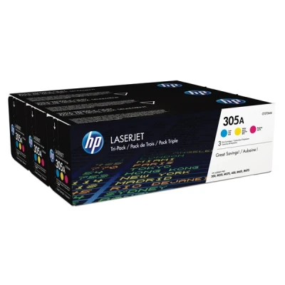 Image de HP 305A pack de 3 toners LaserJet cyan/magenta/jaune authentiques