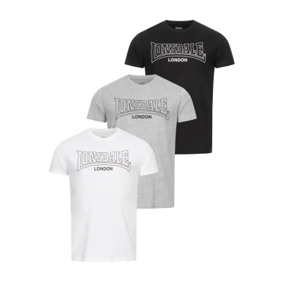Afbeelding van Lonsdale Normale Passform Dreierpack Beanley Tshirt print, Heren, Maat: 3XL, Black white marl grey