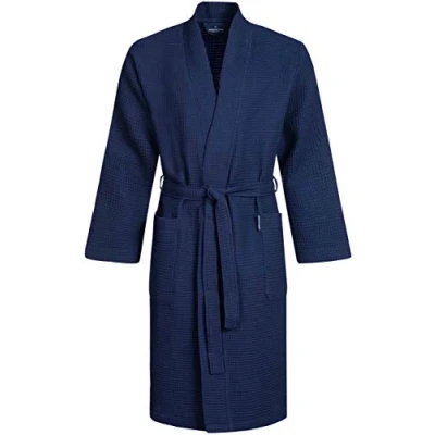 Afbeelding van Morgenstern Badjas Heren I Katoen Wafel Zomer Licht, Blauw, M