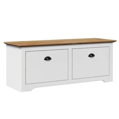 Afbeelding van vidaXL Gangbank BODO 114x40x45 cm wit en bruin