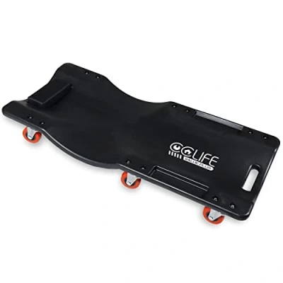 Afbeelding van CCLIFE Visitewagen met 6 draaibare wielen, skateboard 900 x 450 90 mm 2 opbergbakken en hoofdsteun, capaciteit 180 kg