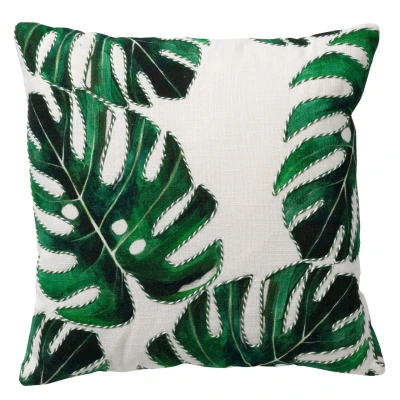 Afbeelding van Dutch Decor LEAFY Sierkussen 45x45 cm katoen Snow White wit