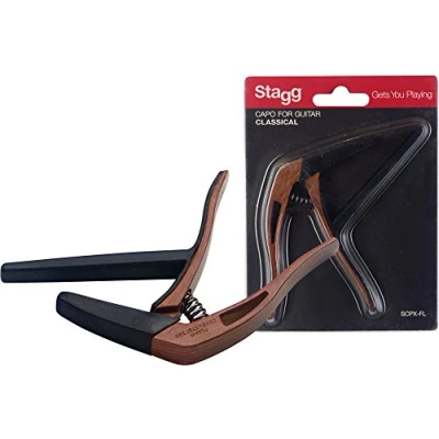 Afbeelding van STAGG SCPX FL DKWOOD Platte capo met donker houteffect voor klassieke gitaar