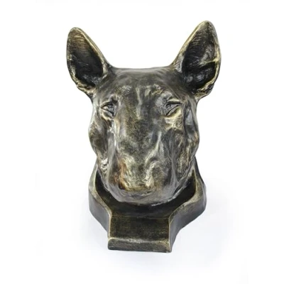 Afbeelding van Bull Terrier urn hond en tuinbeeld grote hondenkop voor as van je