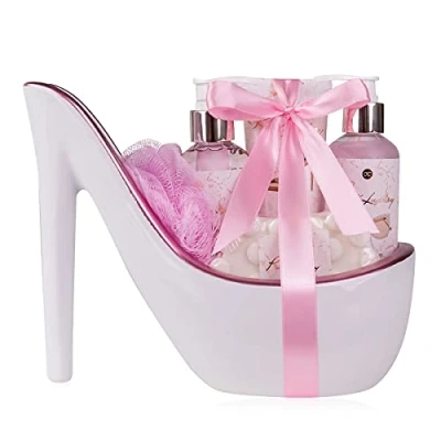 Afbeelding van accentra Velvet Luxury Badcadeauset met witte keramische pomp, 6 delig, voor een ontspannende spa ervaring
