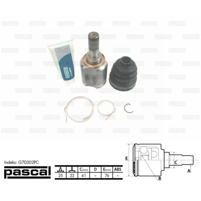 Afbeelding van PASCAL G70302PC Homokineet Vooras links, Versnellingsbak zijde KIA: cee‘d I Hatchback